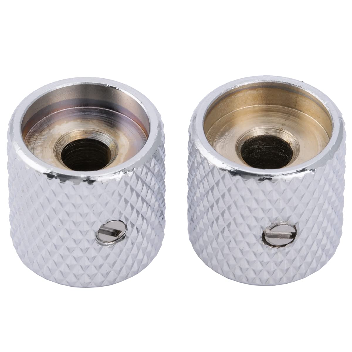 Musiclily Pro 6mm Steel Knurled Flat Top Barrel Knobs with Set Screw for Telecaster Electric Guitar or Precision Bass, Chrome (S